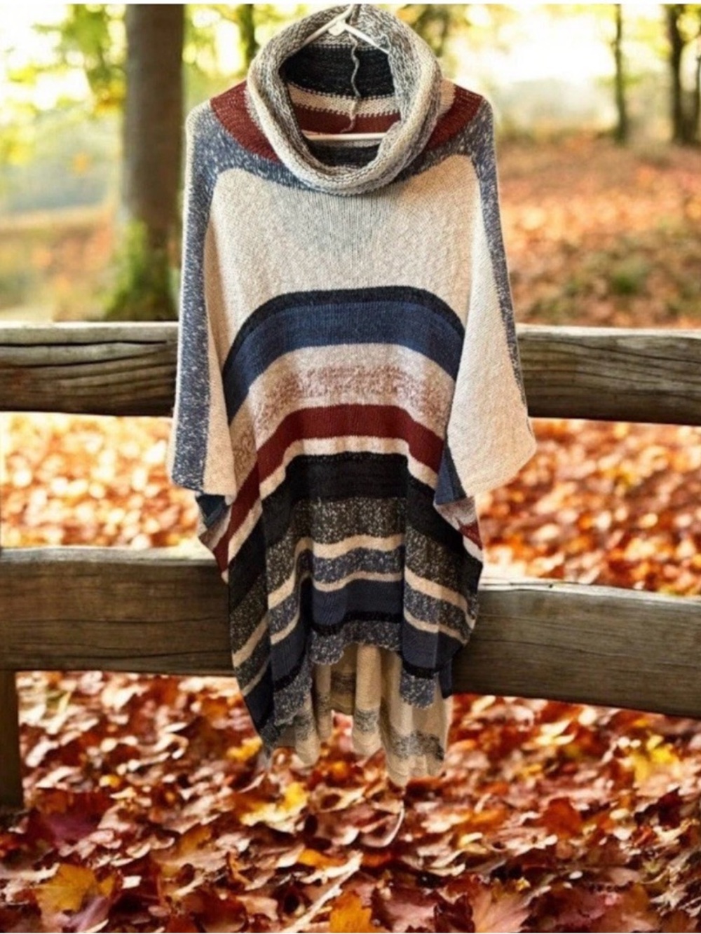 Free People OS Poncho Sweater Cape Cowl Neck Boho Fits S M L XL 1X 2X 3X